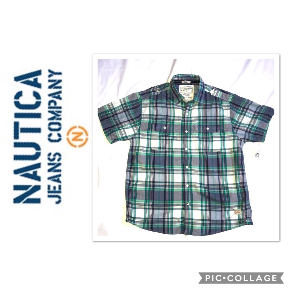 NAUTICA JEANS CO. Button Up Plaid Shirt Sz LRG